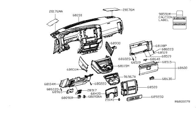 2018 Nissan NV Instrument Panel,Pad & Cluster Lid Diagram 2