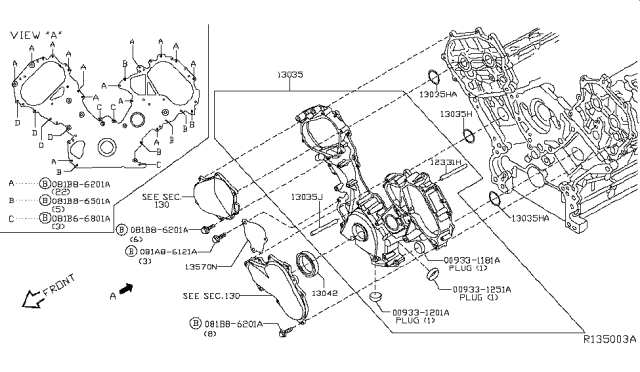 2016 Nissan NV Front Cover,Vacuum Pump & Fitting Diagram