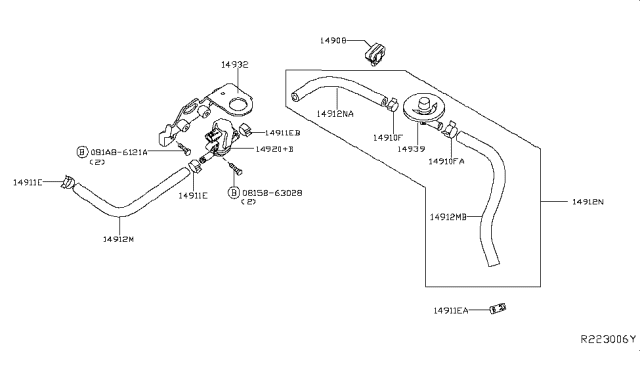 2014 Nissan NV Engine Control Vacuum Piping Diagram 3