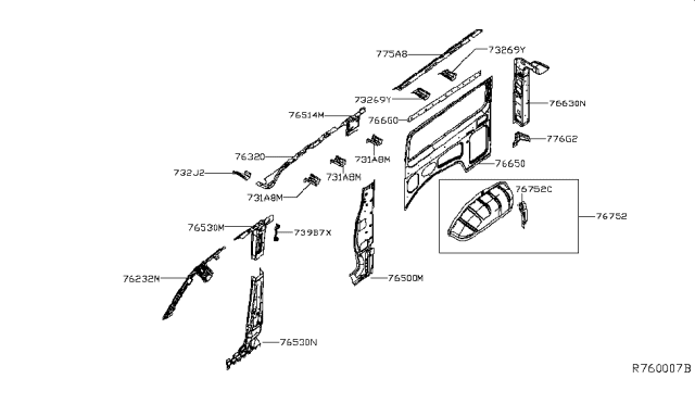 2015 Nissan NV Extension-Side Panel Inner,Rear RH Diagram for G75A8-1PAMA