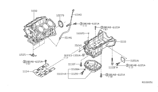 2015 Nissan NV Cylinder Block & Oil Pan Diagram 2