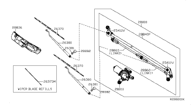 2019 Nissan NV Motor Assy-Windshield Wiper Diagram for 28810-1PA0A