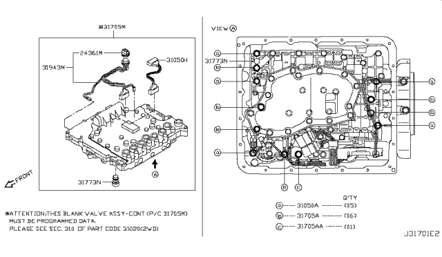 2018 Nissan NV Valve Assembly-W/O Programming Control Diagram for 31705-62X2C