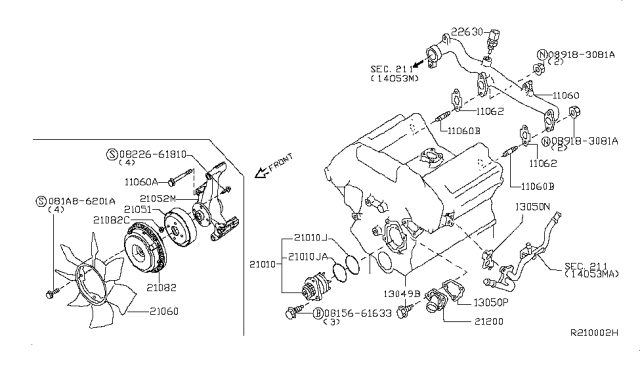 2017 Nissan NV Water Pump, Cooling Fan & Thermostat Diagram