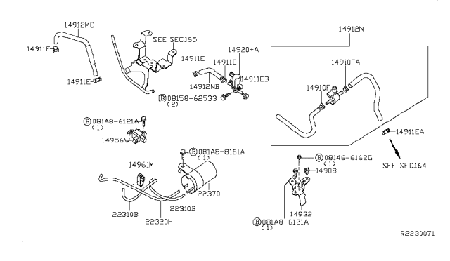 2013 Nissan NV Tube EVAP Control Diagram for 14912-ZS60A