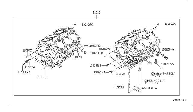 2015 Nissan NV Cylinder Block & Oil Pan Diagram 1
