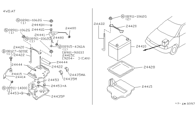 1993 Nissan Axxess Tray-Battery Diagram for 24428-56L00
