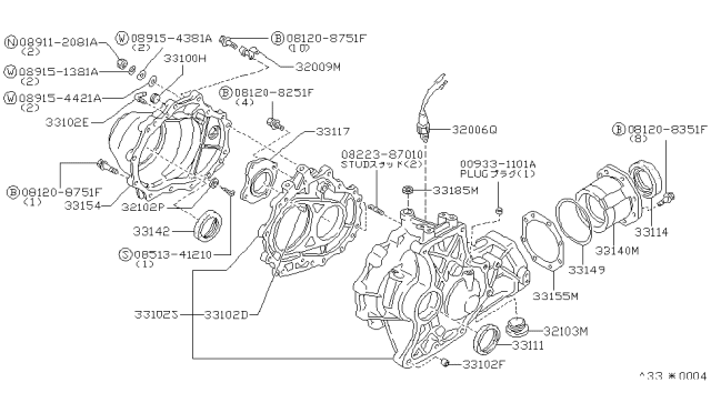 1992 Nissan Axxess Cover-Case Transfer Diagram for 33154-56E01
