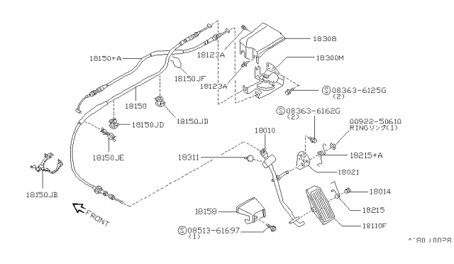 1992 Nissan Axxess Wire-Accelerator Diagram for 18201-30R00