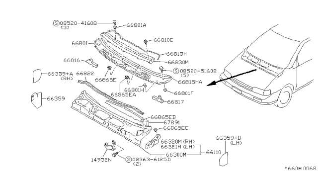 1989 Nissan Axxess Air Box Assembly Diagram for 66100-30R00