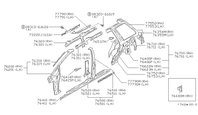 1992 Nissan Axxess Body Side Panel Diagram
