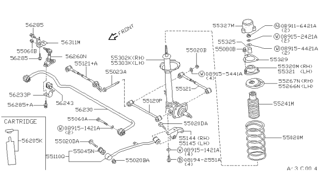 1991 Nissan Axxess STRUT Kit-Rear RH Diagram for 55302-30R25