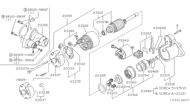 1990 Nissan Axxess Motor Assy-Starter Diagram for 23300-30R12