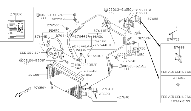 1994 Nissan Axxess Condenser,Liquid Tank & Piping Diagram