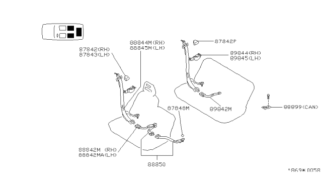 1991 Nissan Axxess Cover-Shoulder Anchor,RH Diagram for 87842-35R00