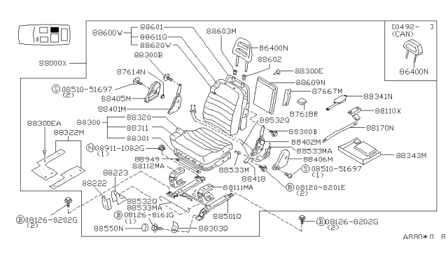 1991 Nissan Axxess Rear Seat Diagram 3
