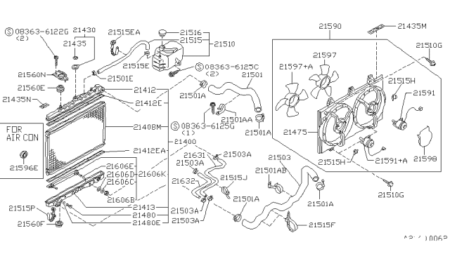 1989 Nissan Axxess Radiator Assy Diagram for 21460-30R00