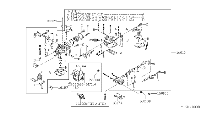 1982 Nissan Datsun 310 Carburetor Assy Diagram for 16010-24M02