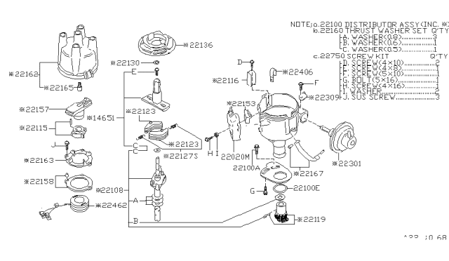 1979 Nissan Datsun 310 Weight-Governor Diagram for 22109-A5500