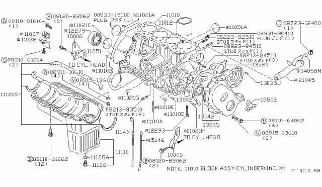 1982 Nissan Datsun 310 Plug Diagram for 00933-15000