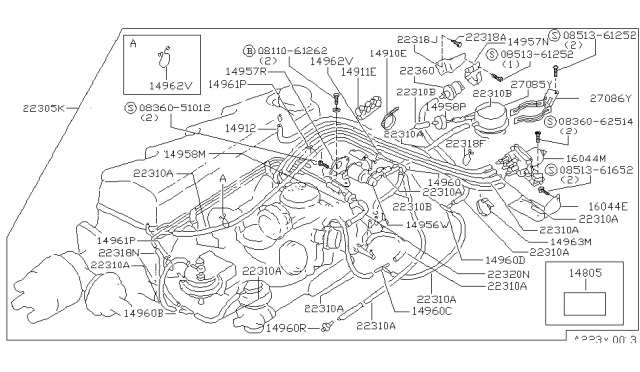 1980 Nissan Datsun 310 Engine Control Vacuum Piping Diagram 4