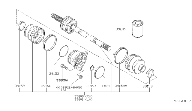 1981 Nissan Datsun 310 Shaft Assembly Drive Diagram for 40010-M7201