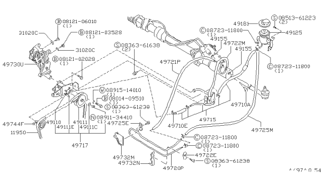 1982 Nissan Datsun 310 Power Steering Piping Diagram 1