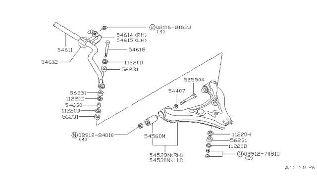 1982 Nissan Datsun 310 Clamp Diagram for 54614-M7000