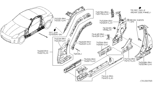 2005 Nissan 350Z Body Side Panel Diagram 1