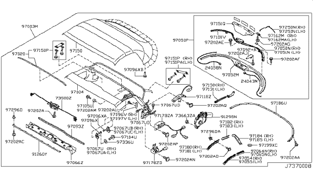 2006 Nissan 350Z Folding Roof COMPELTE Diagram for 97003-CF000
