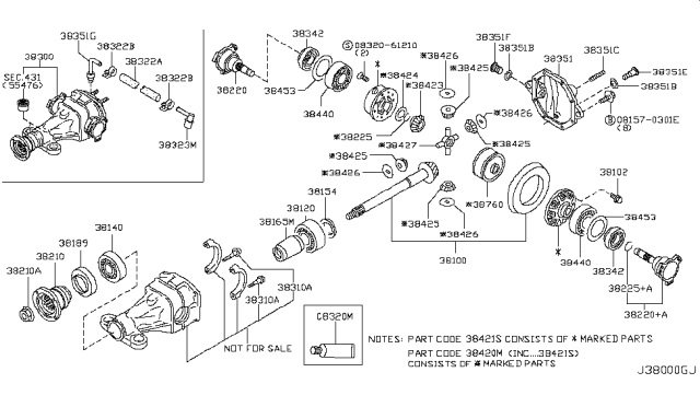2006 Nissan 350Z Final Drive Assembly Diagram for 38301-0C422