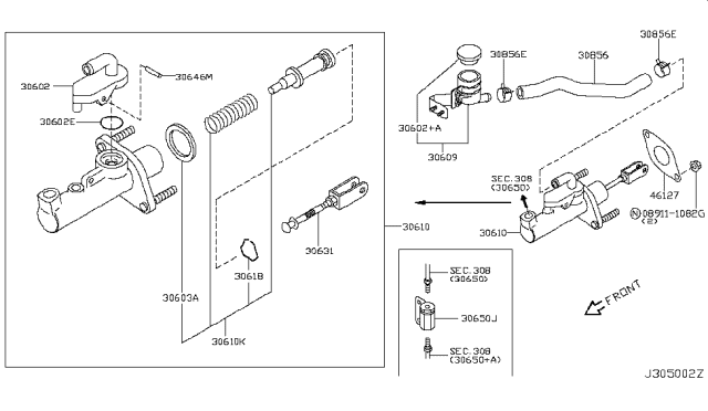 2006 Nissan 350Z Kit Cylinder Rep Diagram for 30611-BN725