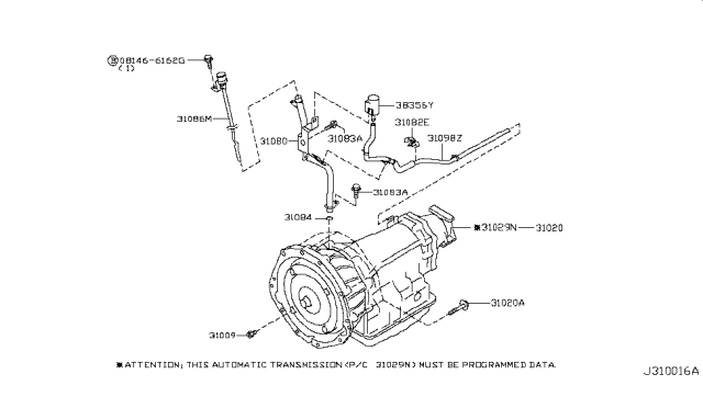 2008 Nissan 350Z Automatic Transmission Assembly Diagram for 310C0-EV20A