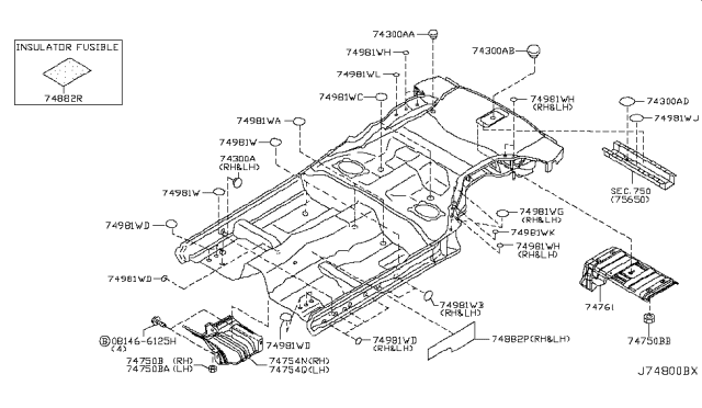 2008 Nissan 350Z Floor Fitting Diagram 1
