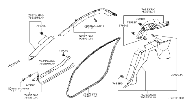 2006 Nissan 350Z Body Side Trimming Diagram 2