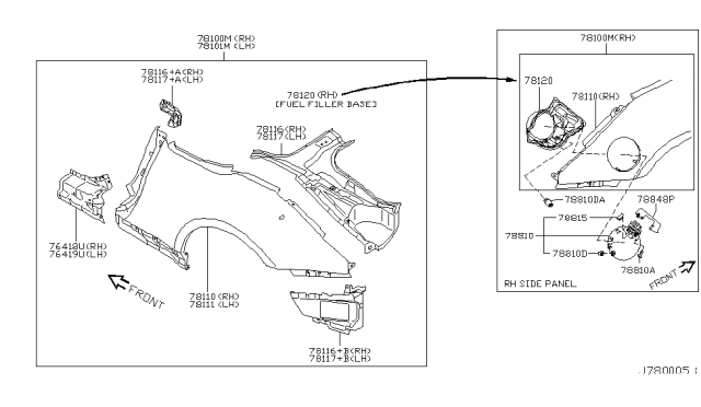 2004 Nissan 350Z Lid-Gas Filler Diagram for 78830-CD464