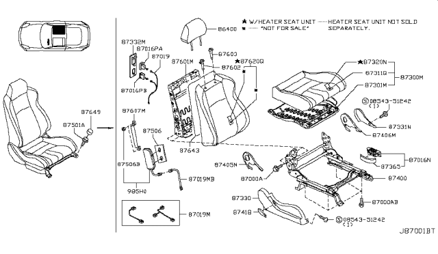 2003 Nissan 350Z Pad-Front Seat Cushion Diagram for 87311-CD070