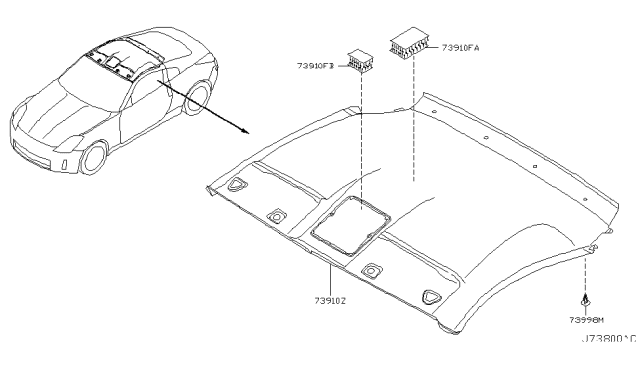 2003 Nissan 350Z Roof Trimming Diagram 1