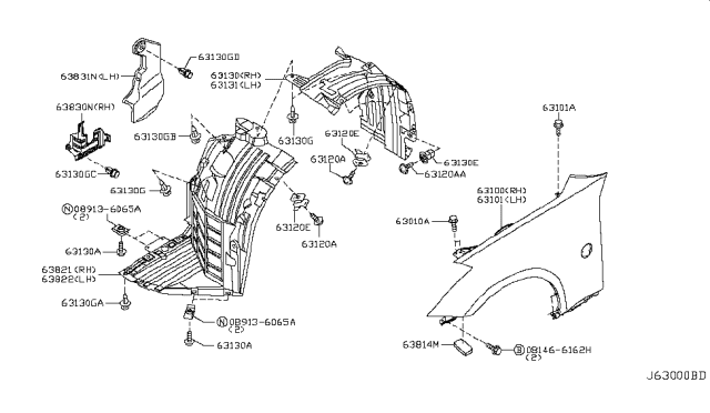 2006 Nissan 350Z Front Fender & Fitting Diagram 2