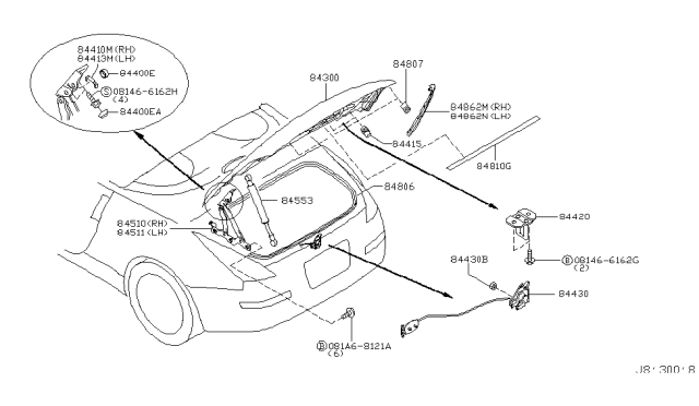 STAY ASSY-TRUNK LID Diagram for 84430-CE40A