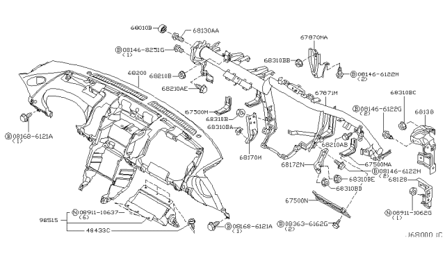 2003 Nissan 350Z Instrument Panel,Pad & Cluster Lid - Diagram 1