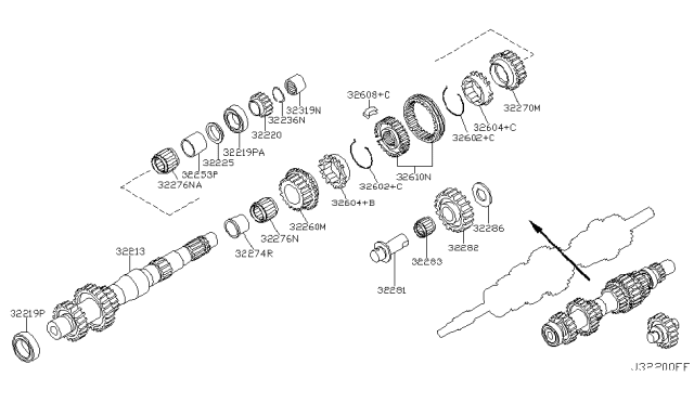 2003 Nissan 350Z Gear-Reverse IDLER Diagram for 32282-CD004