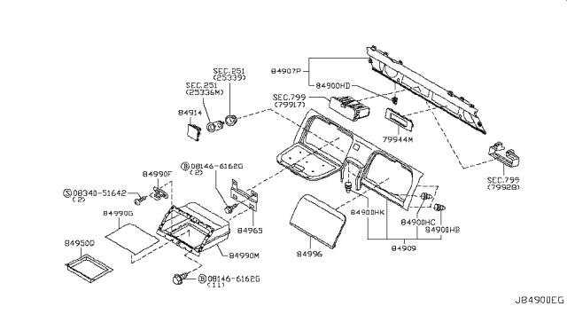 2007 Nissan 350Z Trunk & Luggage Room Trimming Diagram 8