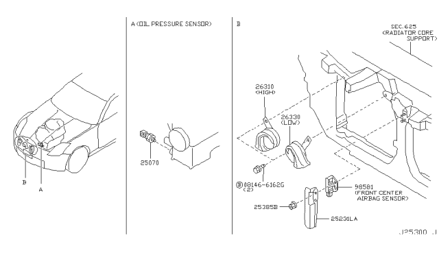 2006 Nissan 350Z Horn Assy-Electric Low Diagram for 25620-CD00A