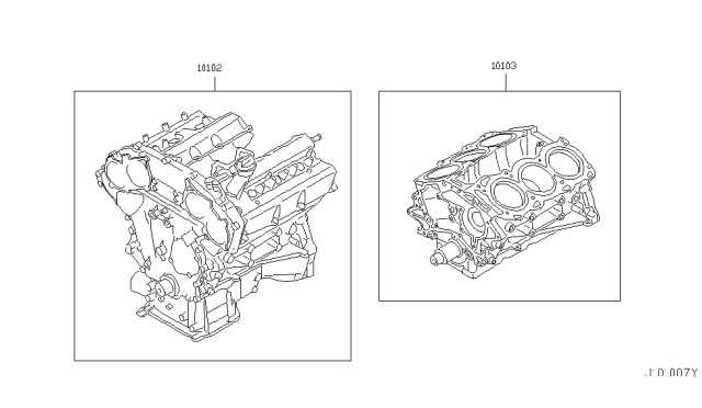 2007 Nissan 350Z Bare & Short Engine Diagram 1