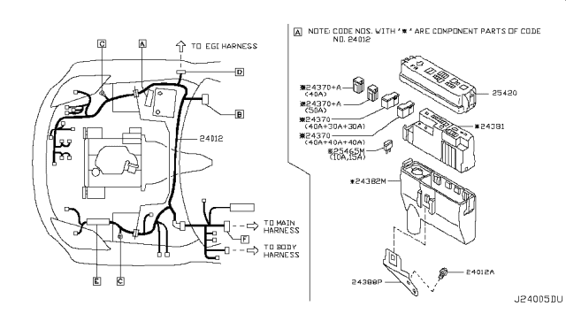 2007 Nissan 350Z Harness Assy-Engine Room Diagram for 24012-CF40A