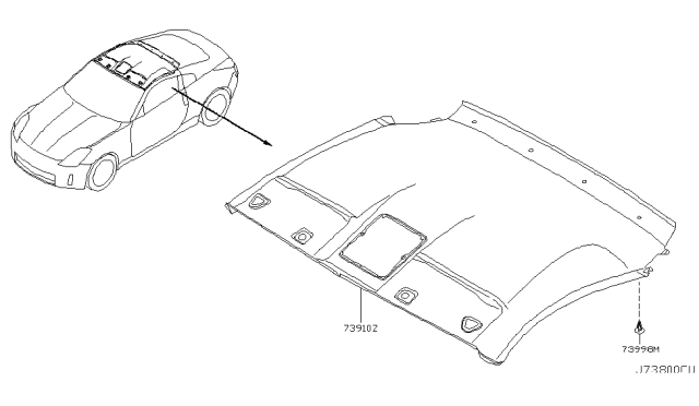 2004 Nissan 350Z Roof Trimming Diagram 3