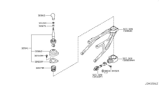 2007 Nissan 350Z Knob-Control Diagram for 32865-CD00A