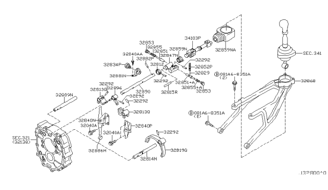 2006 Nissan 350Z Rod Assy-Control Diagram for 34103-CD00A