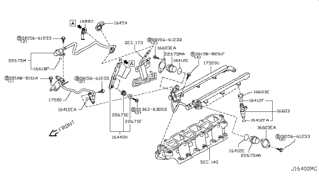 2008 Nissan 350Z Tube Assembly Fuel Diagram for 17520-JK20C